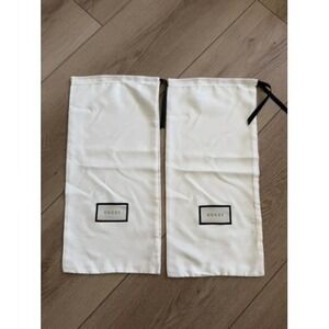 Gucci White Fabric Drawstring Dust Bags Set of 2 for Shoes and Accessories